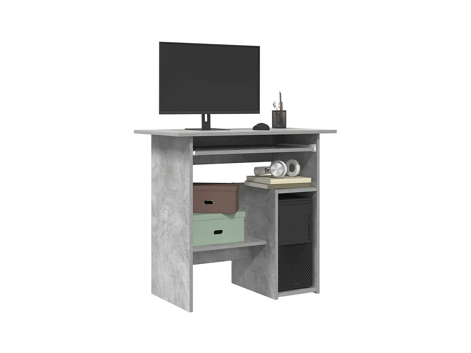 Bureau Gris béton 80x45x74 cm Bois d’ingénierie