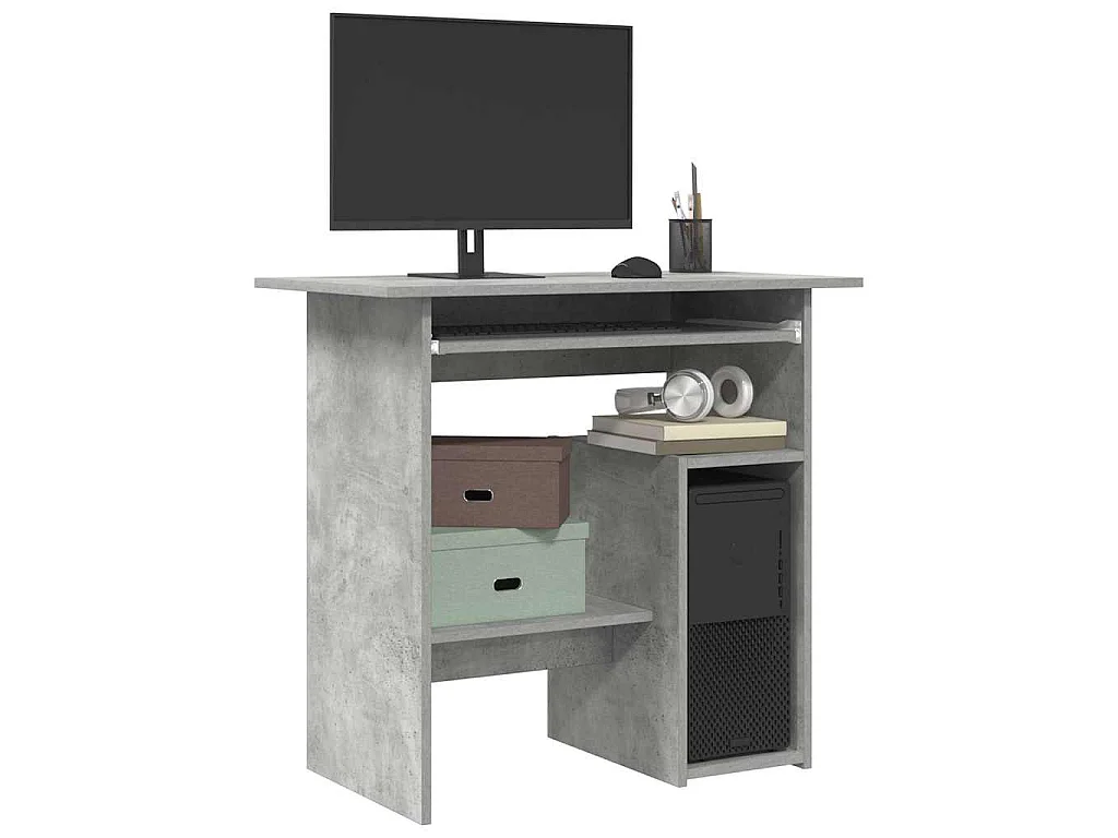 Bureau Gris béton 80x45x74 cm Bois d’ingénierie