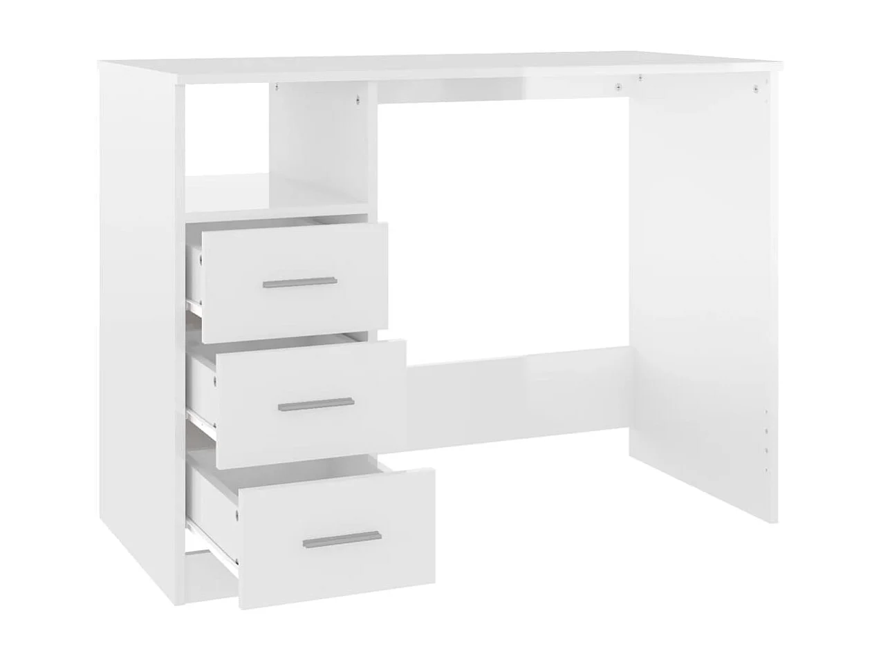 Bureau met lades 102x50x76 cm bewerkt hout hoogglans wit