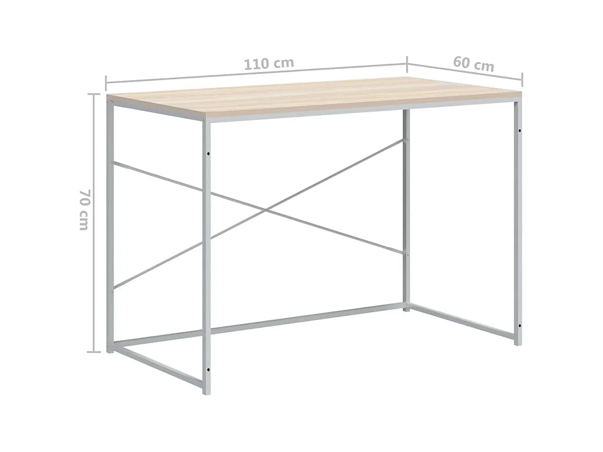 Bureau d'ordinateur Blanc chêne 110x60x70 cm Bois d'ingénierie