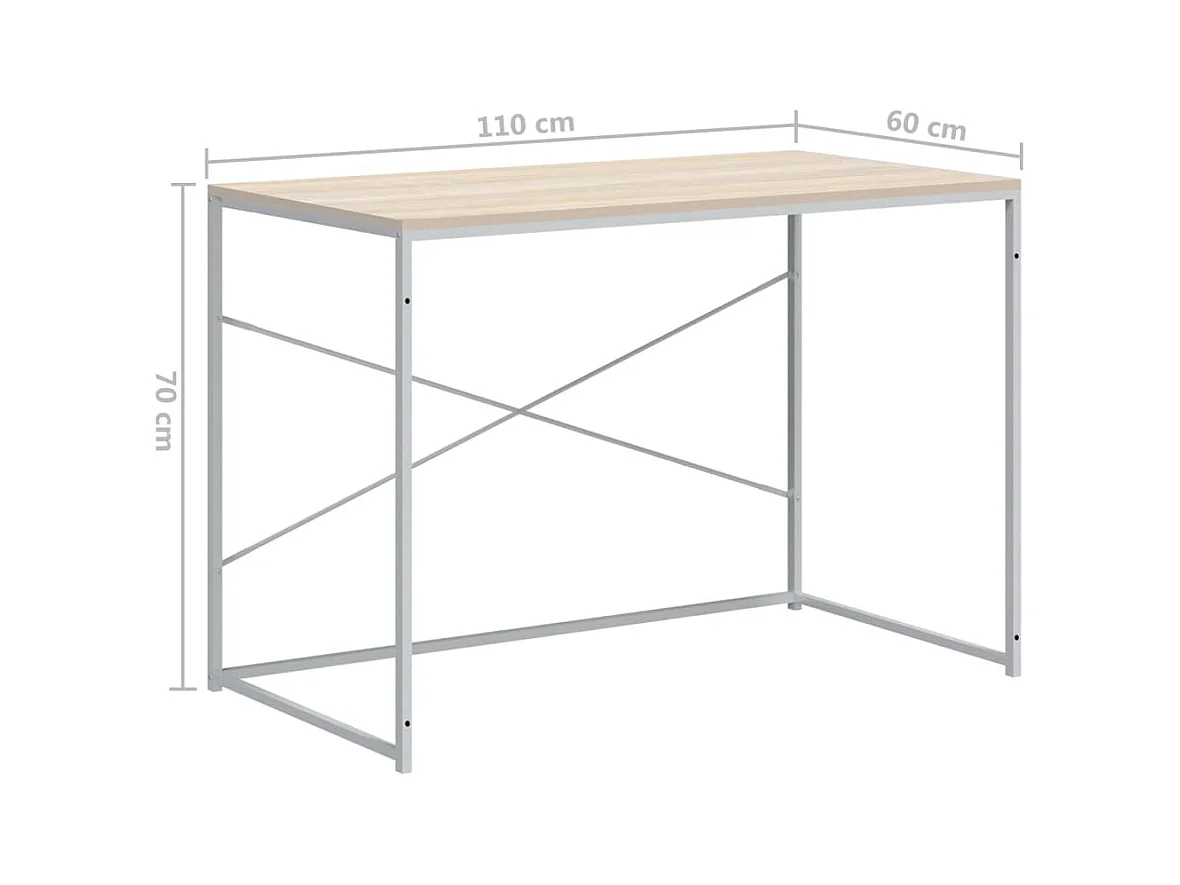 Bureau d'ordinateur Blanc chêne 110x60x70 cm Bois d'ingénierie