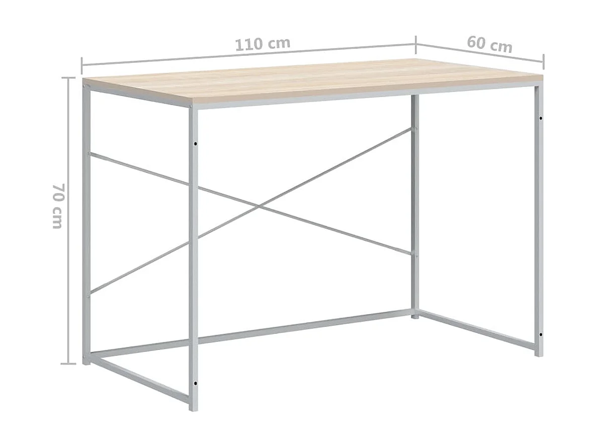 Bureau d'ordinateur Blanc chêne 110x60x70 cm Bois d'ingénierie