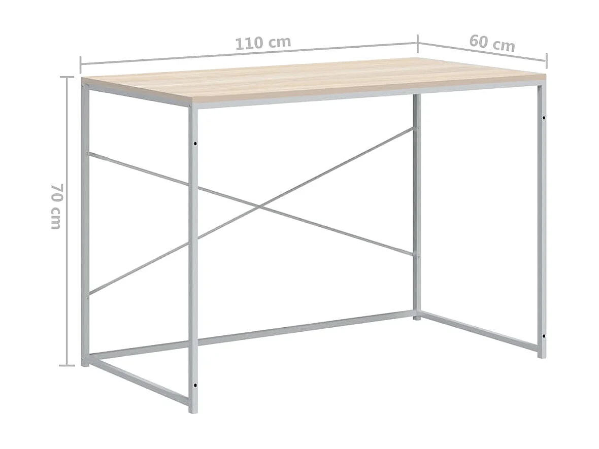 Bureau d'ordinateur Blanc chêne 110x60x70 cm Bois d'ingénierie