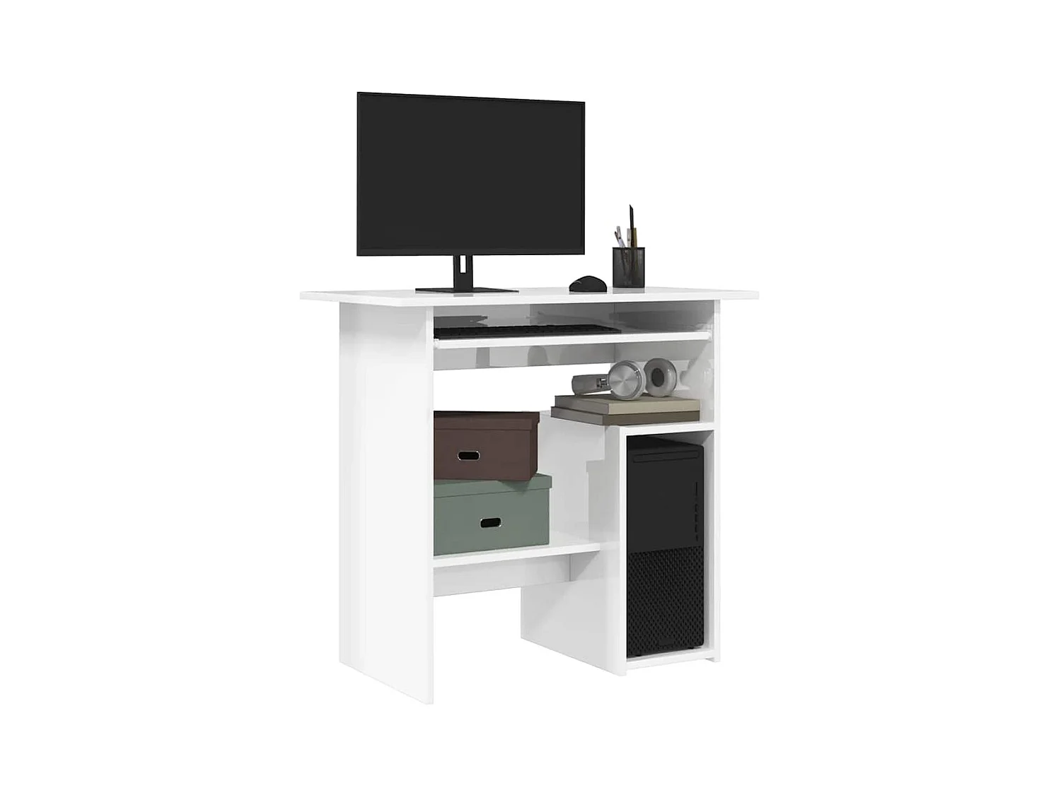 Bureau Blanc brillant 80x45x74 cm Bois d’ingénierie