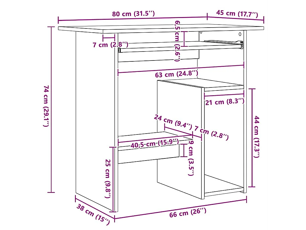 Bureau Blanc brillant 80x45x74 cm Bois d’ingénierie