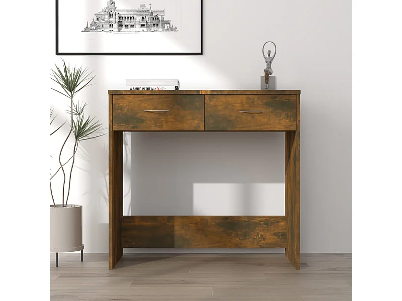 Bureau 80x40x75 cm bewerkt hout gerookt eikenkleurig