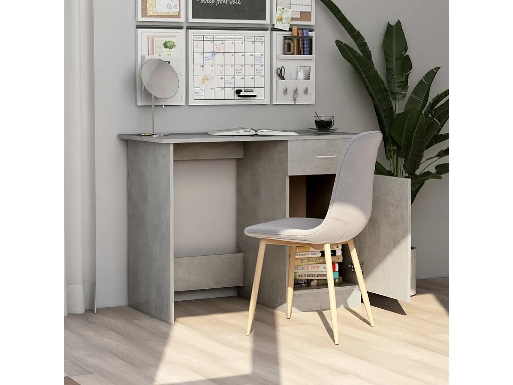 Bureau Gris béton 100x50x76 cm Bois d’ingénierie