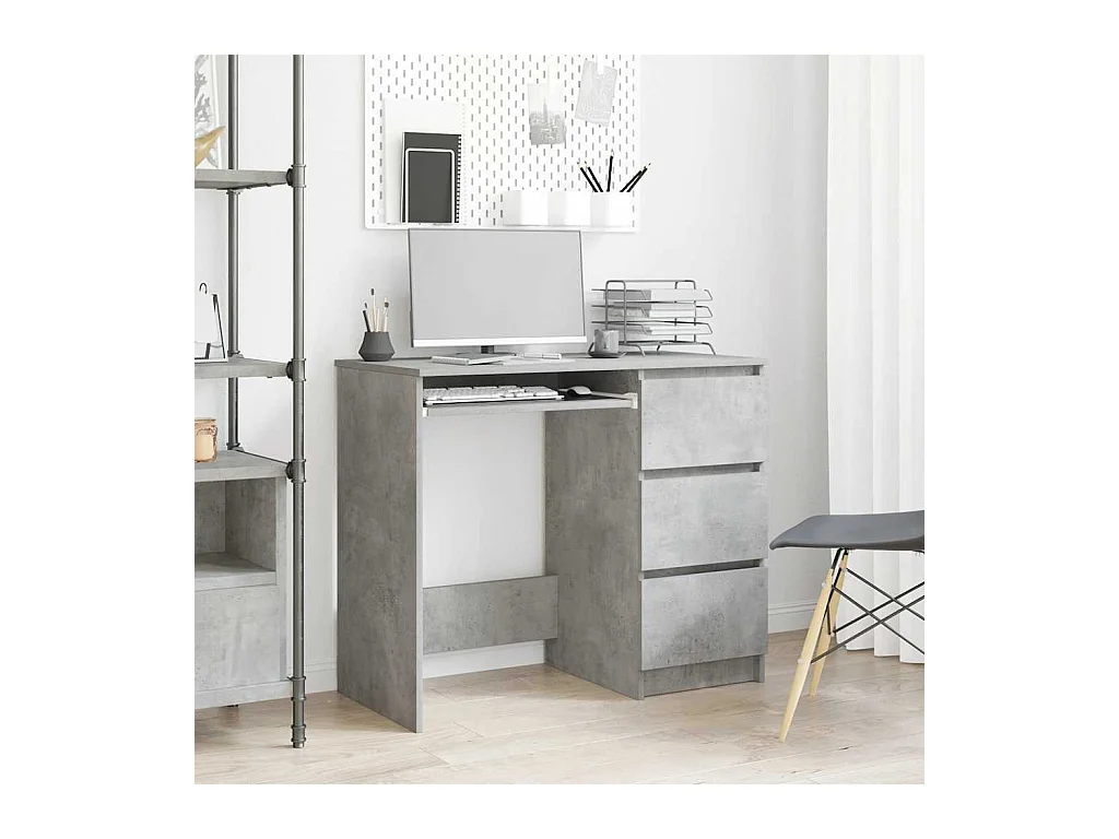Bureau Gris béton 90x45x76 cm Bois d’ingénierie