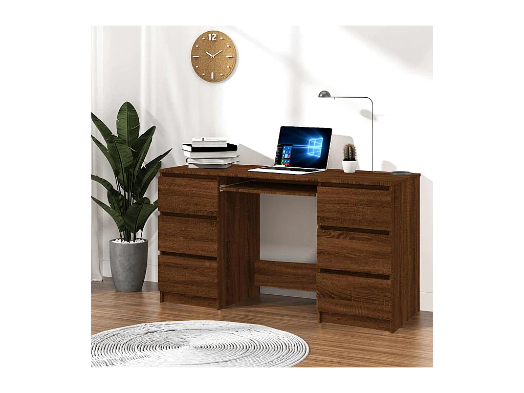 Bureau Chêne marron 140x50x77 cm Bois d'ingénierie