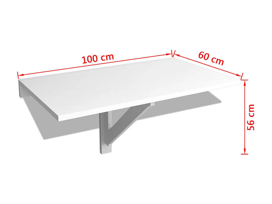 Tavolo Pieghevole da Parete Bianco 100x60 cm