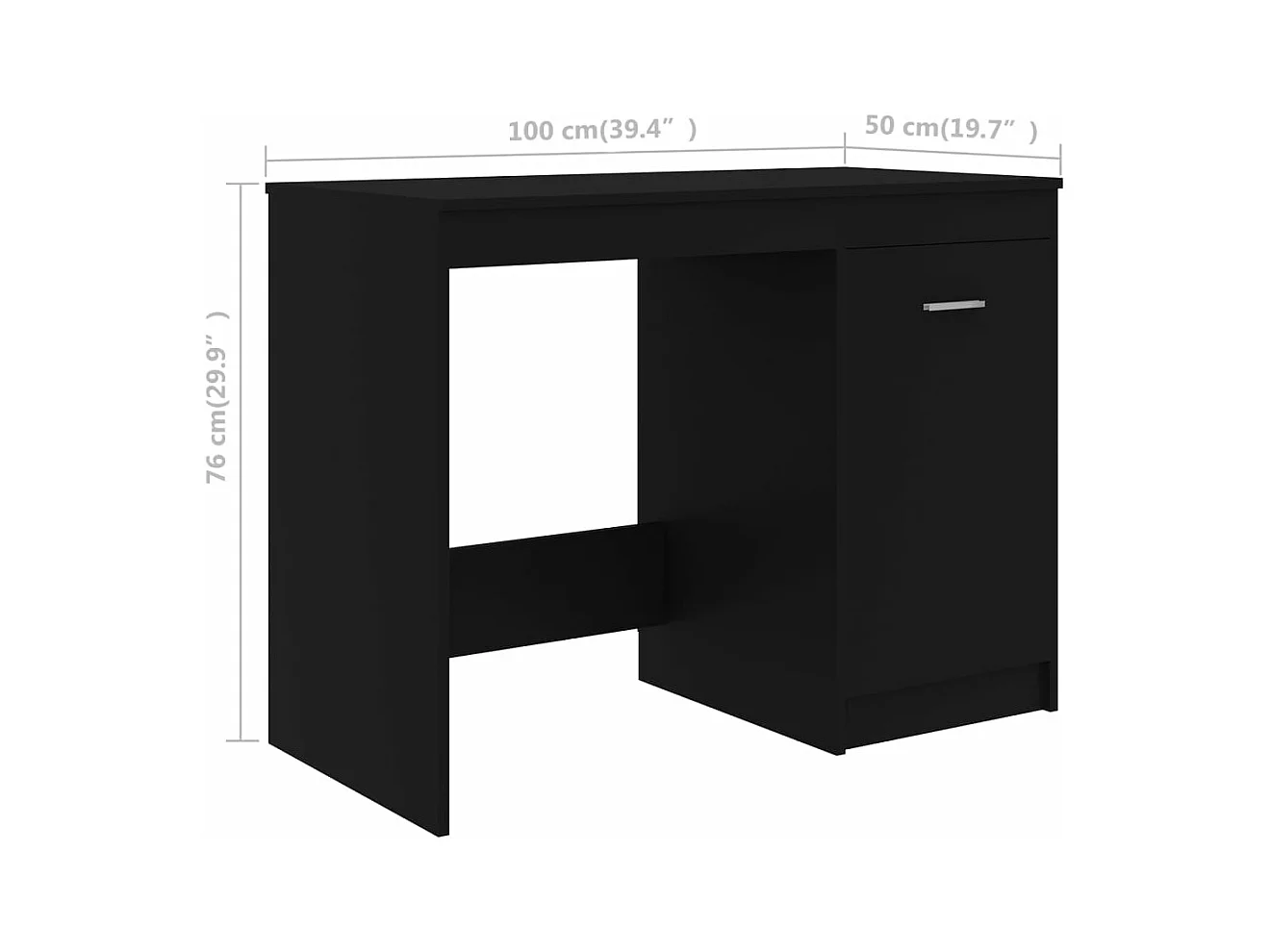 Bureau 100x50x76 cm bewerkt hout zwart