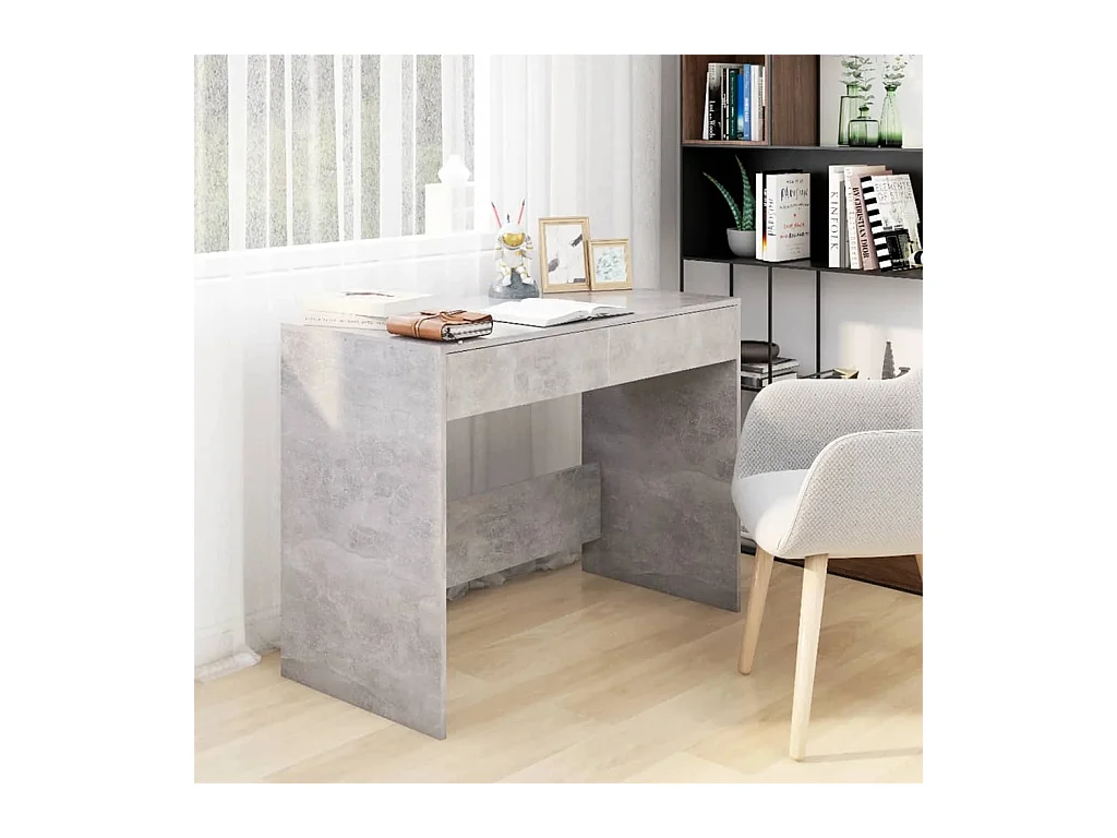Bureau gris béton 101x50x76,5 cm bois d'ingénierie