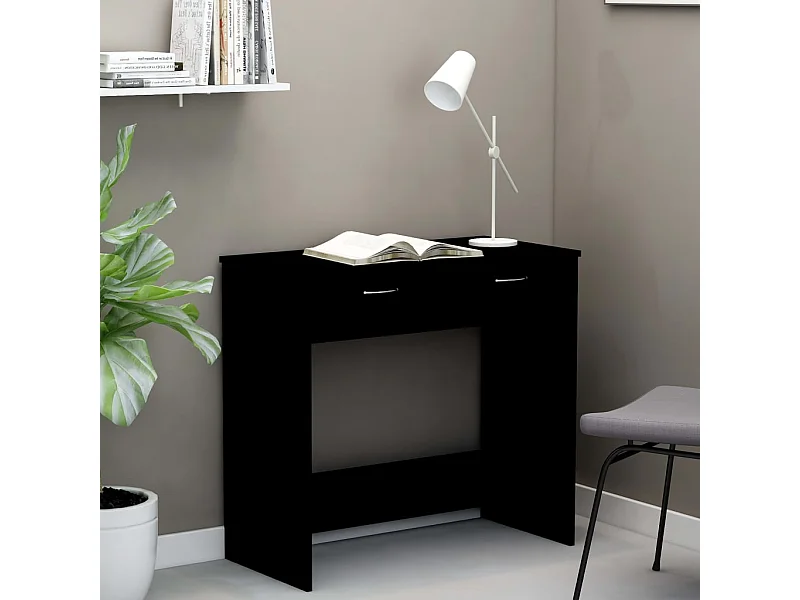 Escritorio de madera contrachapada negro 80x40x75 cm