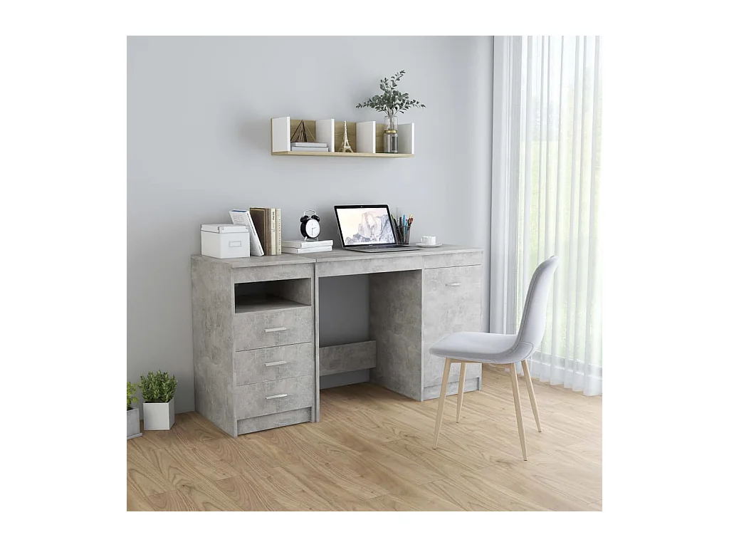Bureau Gris béton 140x50x76 cm Bois d’ingénierie