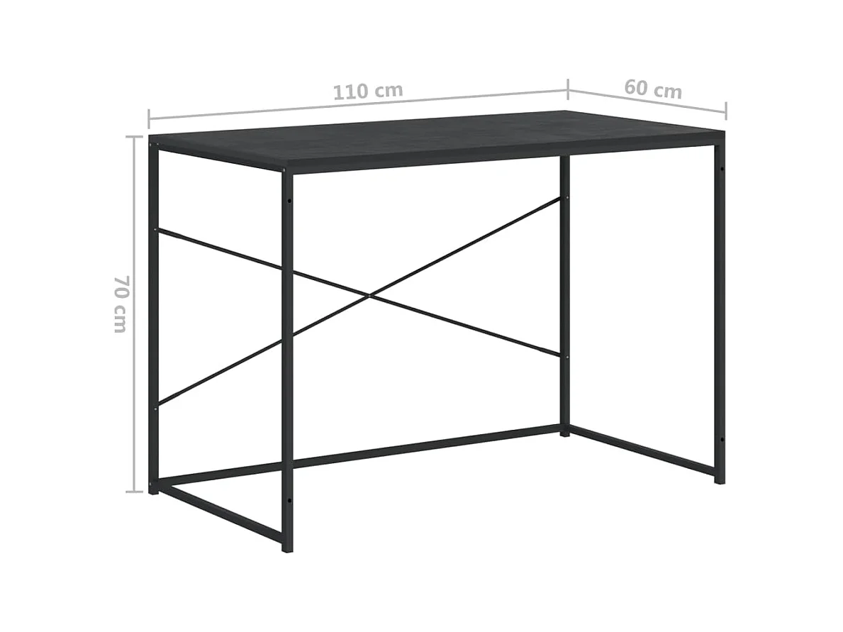 Bureau d'ordinateur Noir 110x60x70 cm Bois d'ingénierie