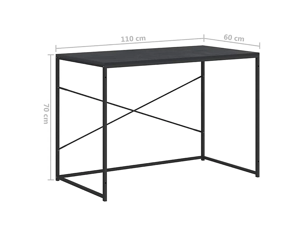 Scrivania per Computer Nera 110x60x70 cm in Legno Multistrato