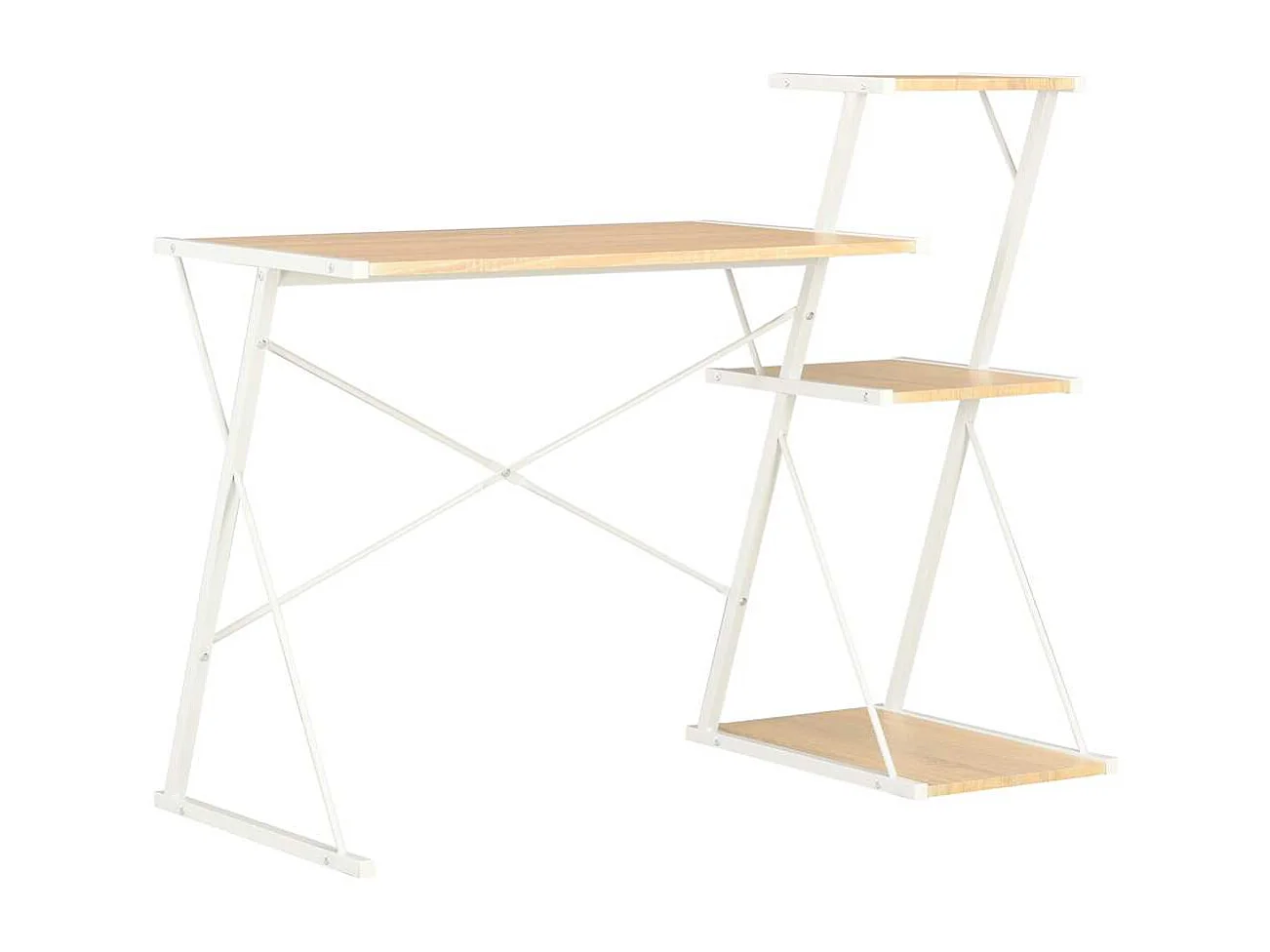 Bureau met schap 116x50x93 cm wit en eikenkleurig