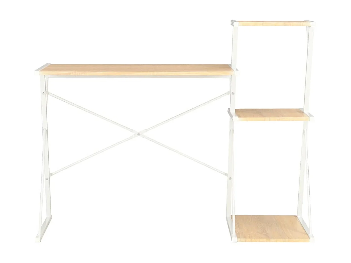Bureau met schap 116x50x93 cm wit en eikenkleurig