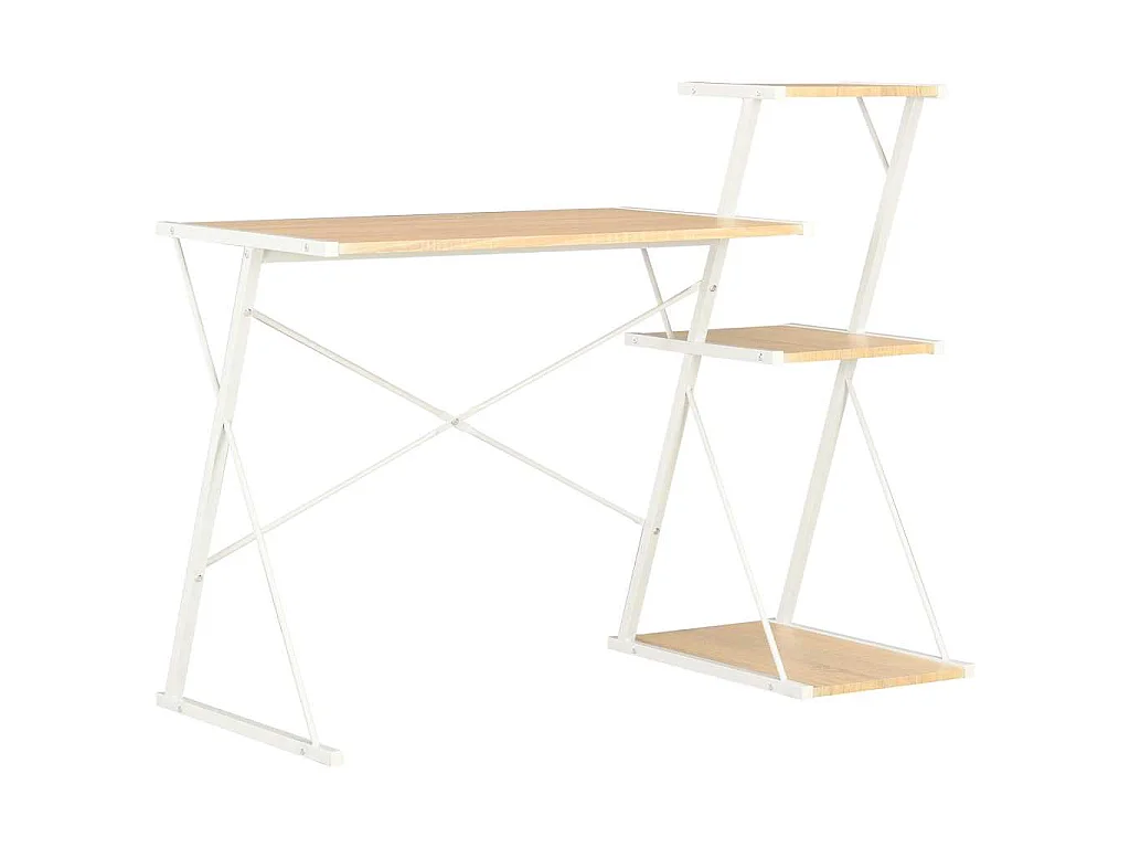 Bureau avec étagère Blanc et chêne 116x50x93 cm