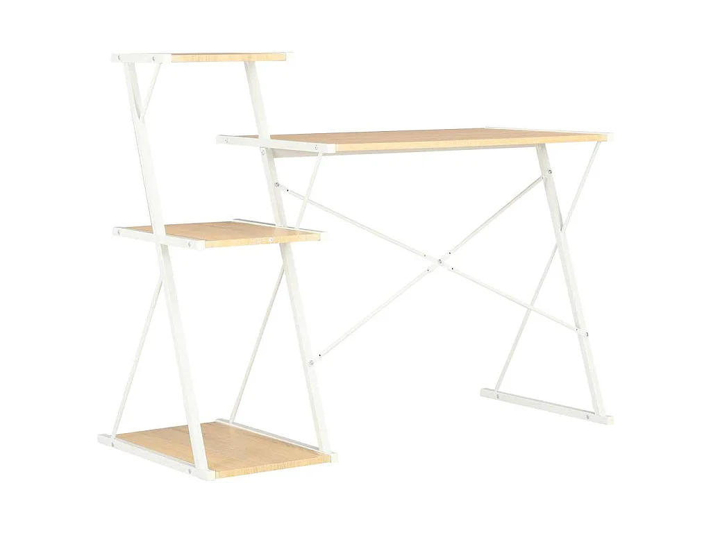 Secretária com prateleira 116x50x93 cm branco e carvalho