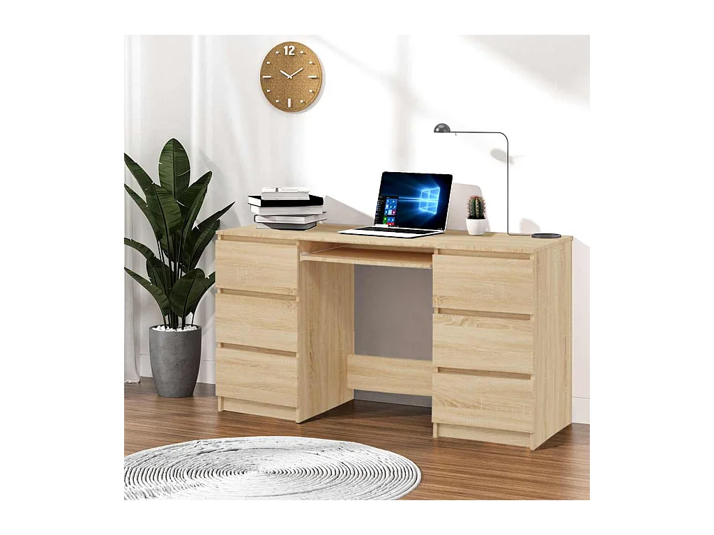 Bureau Chêne sonoma 140x50x77 cm Bois d'ingénierie