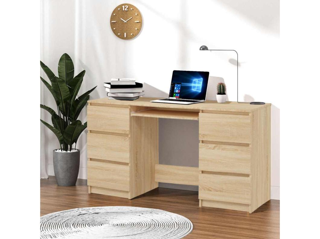 Escritorio madera contrachapada color roble Sonoma 140x50x77 cm