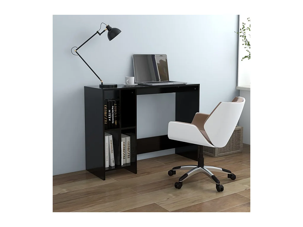 Bureau d'ordinateur portable noir bois d'ingénierie