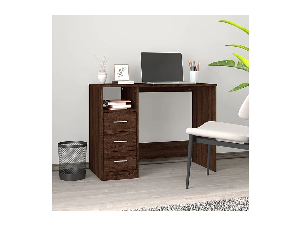 Bureau avec tiroirs Chêne marron 102x50x76 cm Bois d'ingénierie