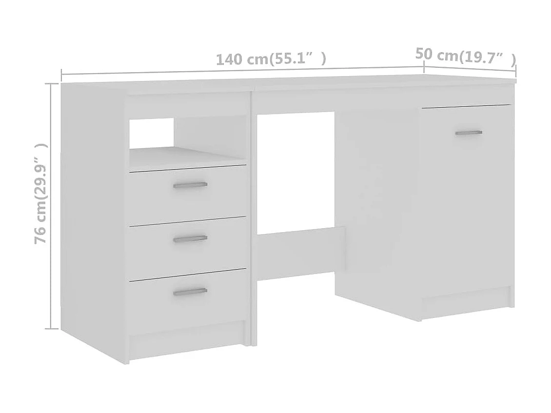 Escritorio de madera contrachapada blanco 140x50x76 cm