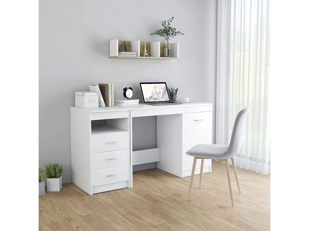 Bureau Blanc 140x50x76 cm Bois d’ingénierie