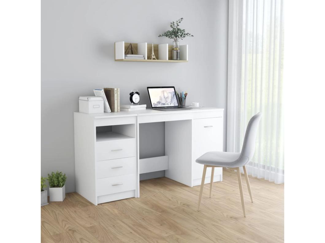 Bureau 140x50x76 cm bewerkt hout wit