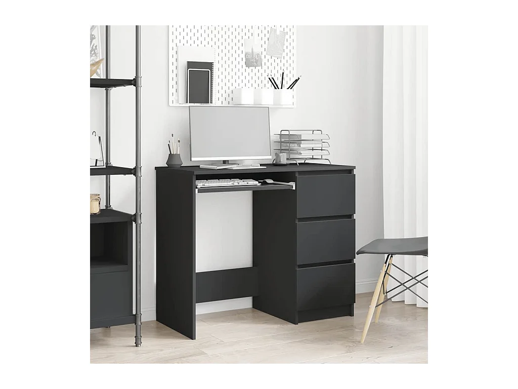 Bureau Noir 90x45x76 cm Bois d’ingénierie