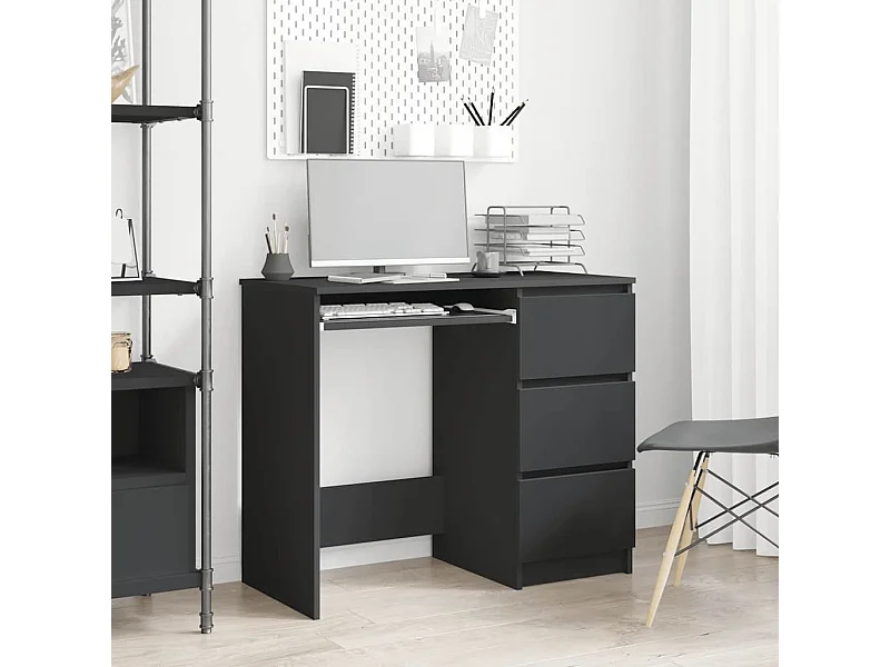 Escritorio de madera contrachapada negro 90x45x76 cm