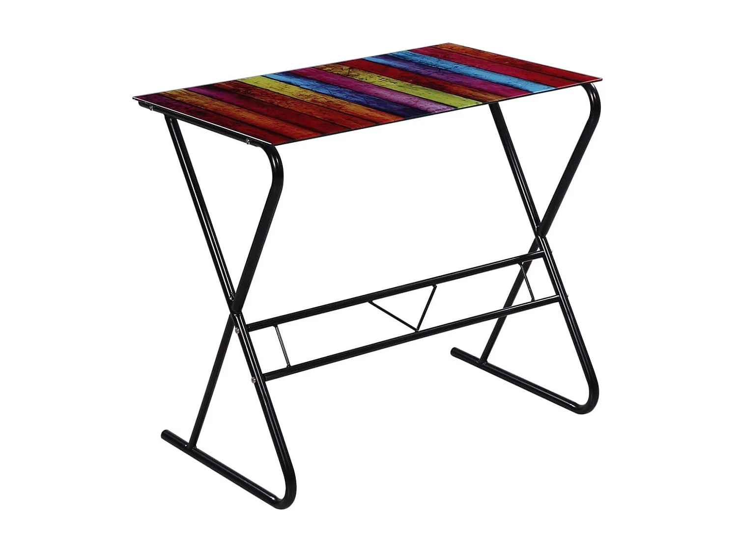 Bureau en verre à motif d'arc-en-ciel
