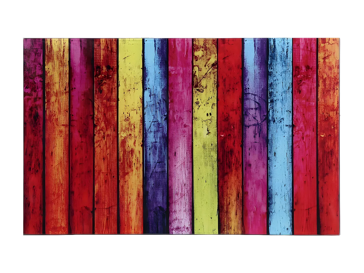 Bureau en verre à motif d'arc-en-ciel