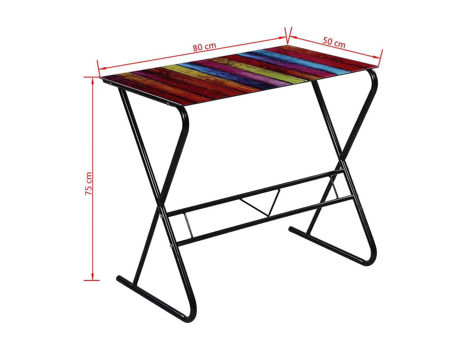 Bureau en verre à motif d'arc-en-ciel