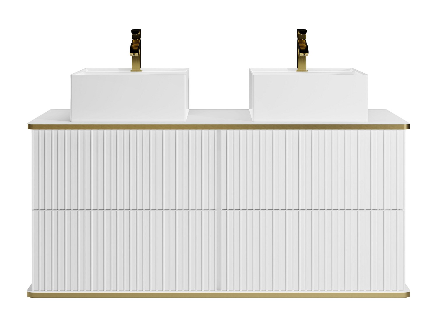 Waschbeckenunterschrank hängend mit Doppelaufsatzwaschbecken - Streifenopti günstig online kaufen