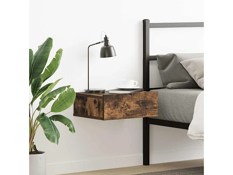 Mesa cabeceira suspensa 40x30x15cm derivados madeira cor fumado