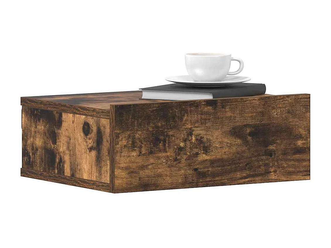 Table de chevet flottante Chêne fumé 40x30x15 cm