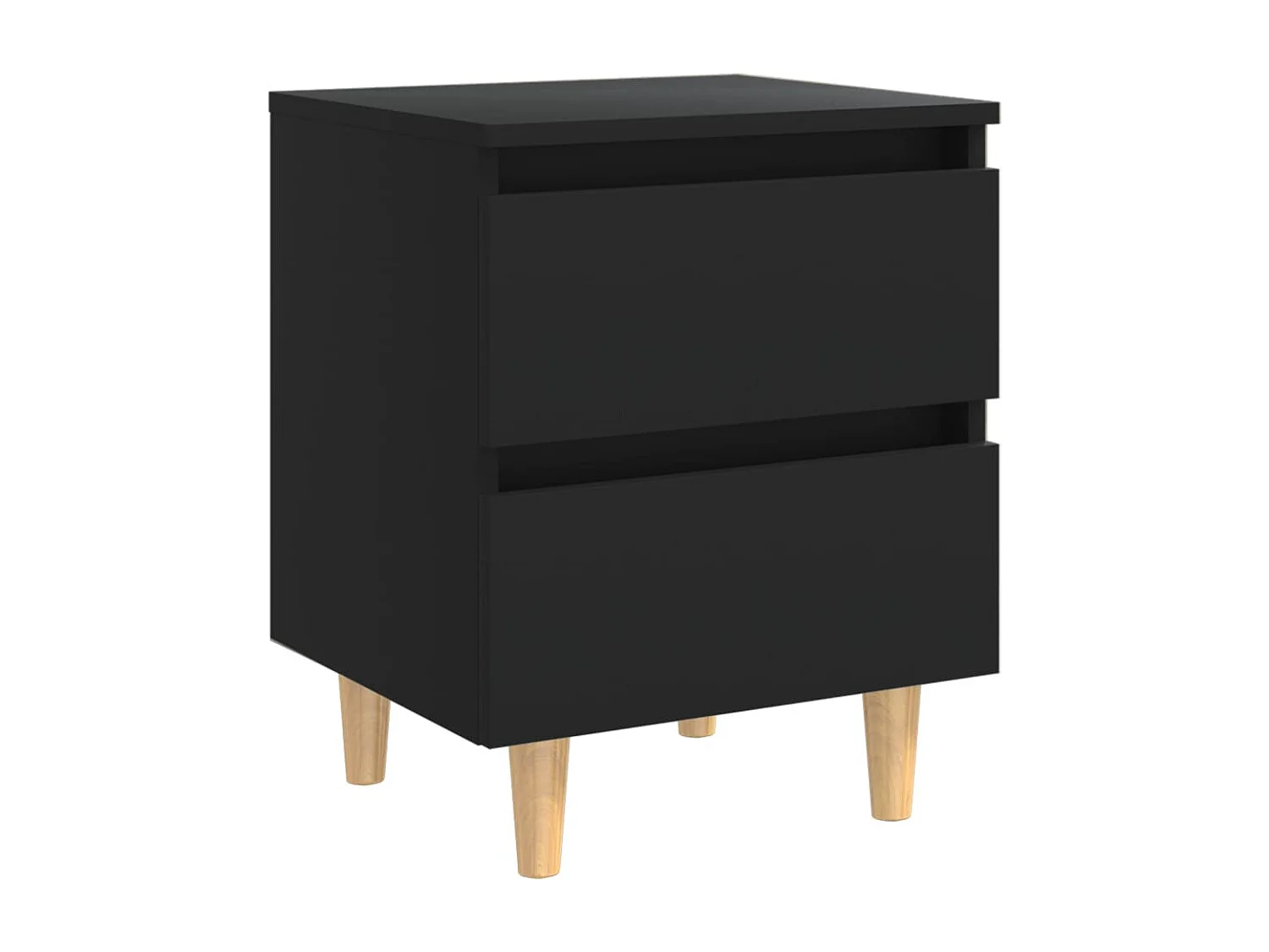 Table de chevet avec pieds en pin Noir 40x35x50 cm