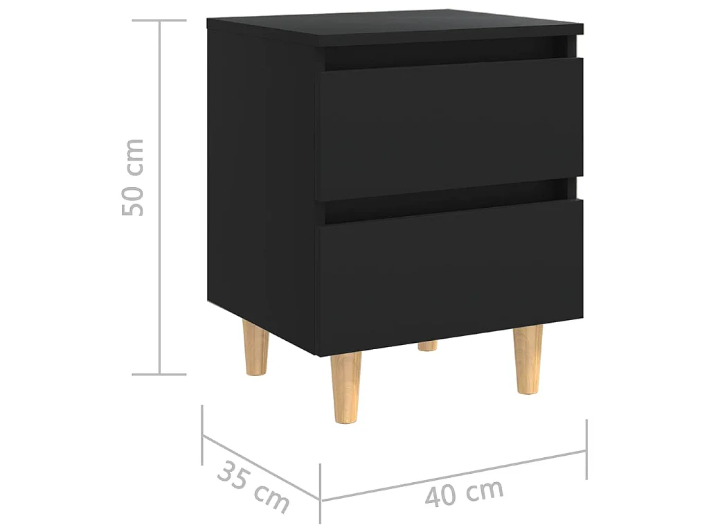 Mesa de cabeceira c/ pernas de pinho maciço 40x35x50 cm preto