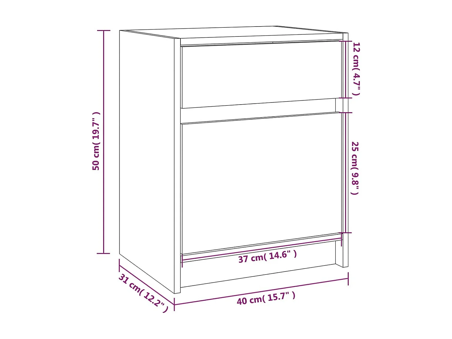 Table de chevet 40x31x50 cm bois de pin massif