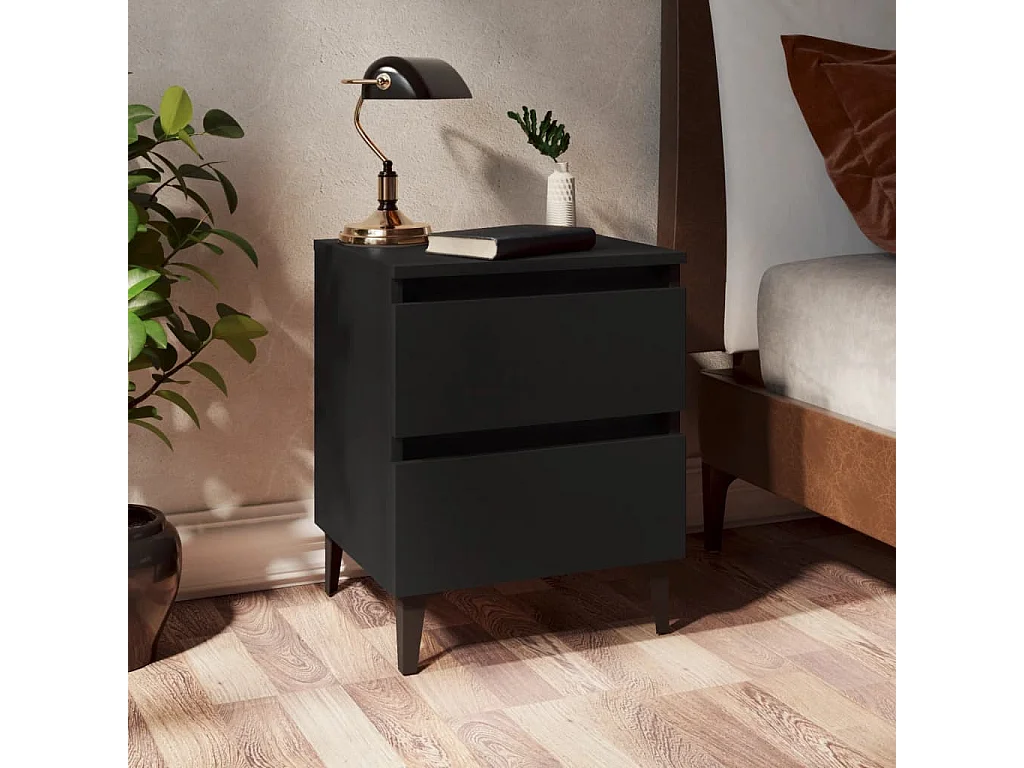 Tables de chevet 2 pcs noir 40x35x50 cm bois d'ingénierie