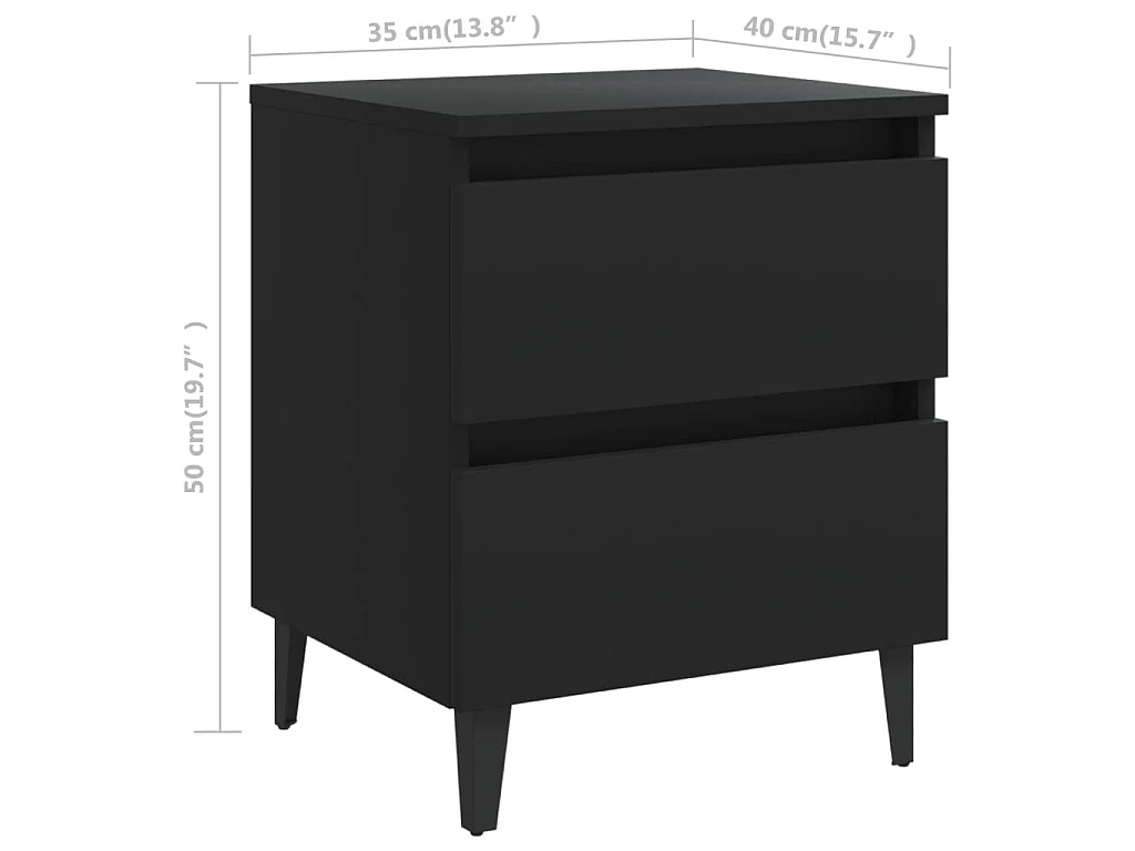 Tables de chevet 2 pcs noir 40x35x50 cm bois d'ingénierie