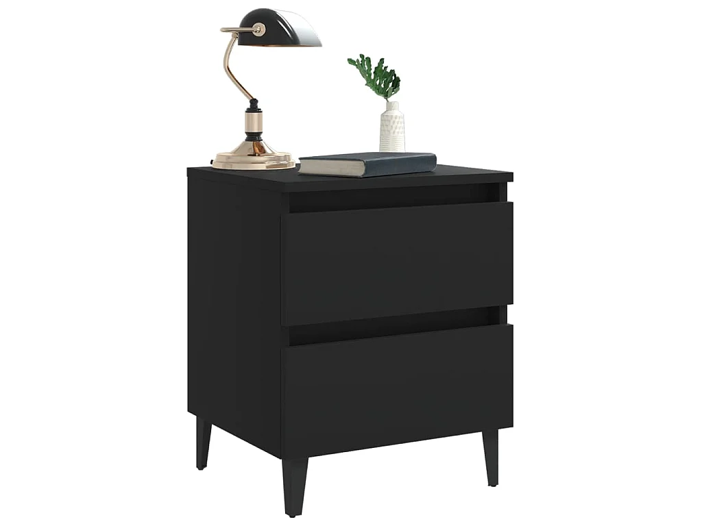 Tables de chevet 2 pcs noir 40x35x50 cm bois d'ingénierie