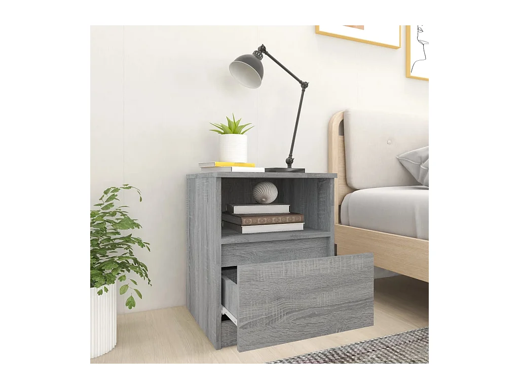 Tables de chevet 2 pcs sonoma gris 40x40x50cm bois d'ingénierie