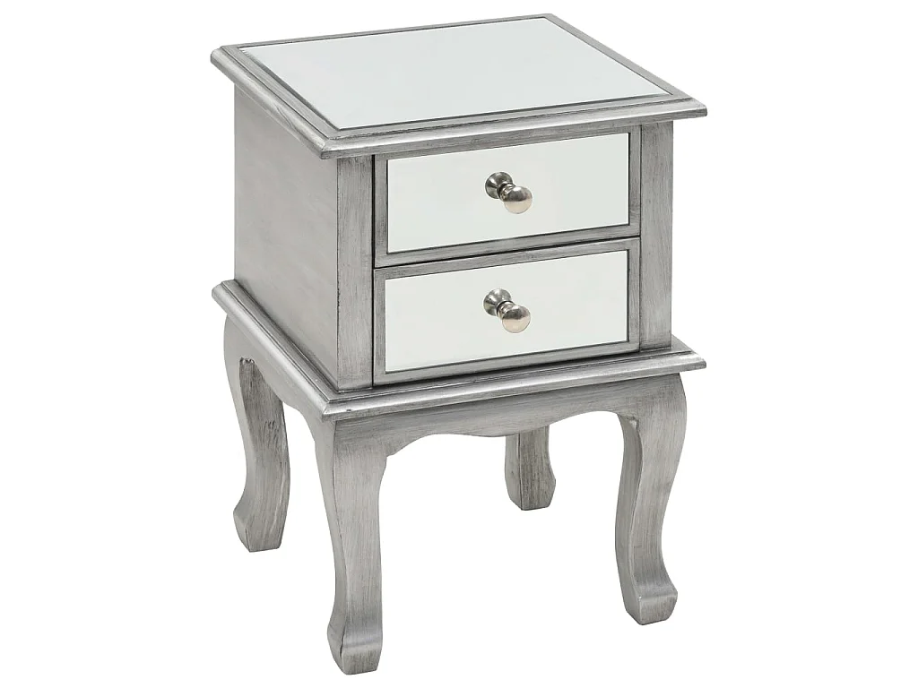 Comodino Specchiato in MDF e Vetro 34,5x30x50 cm