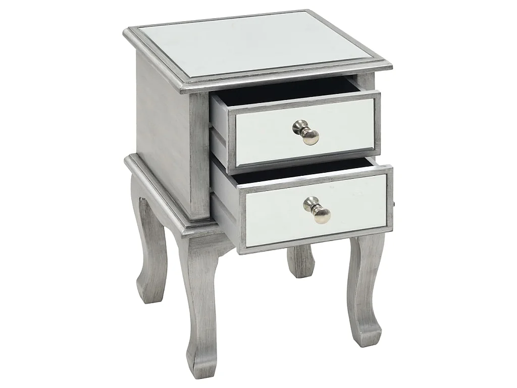 Comodino Specchiato in MDF e Vetro 34,5x30x50 cm