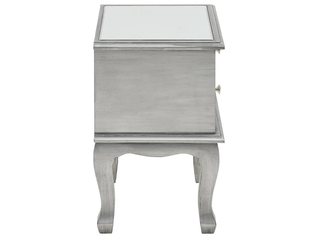 Comodino Specchiato in MDF e Vetro 34,5x30x50 cm