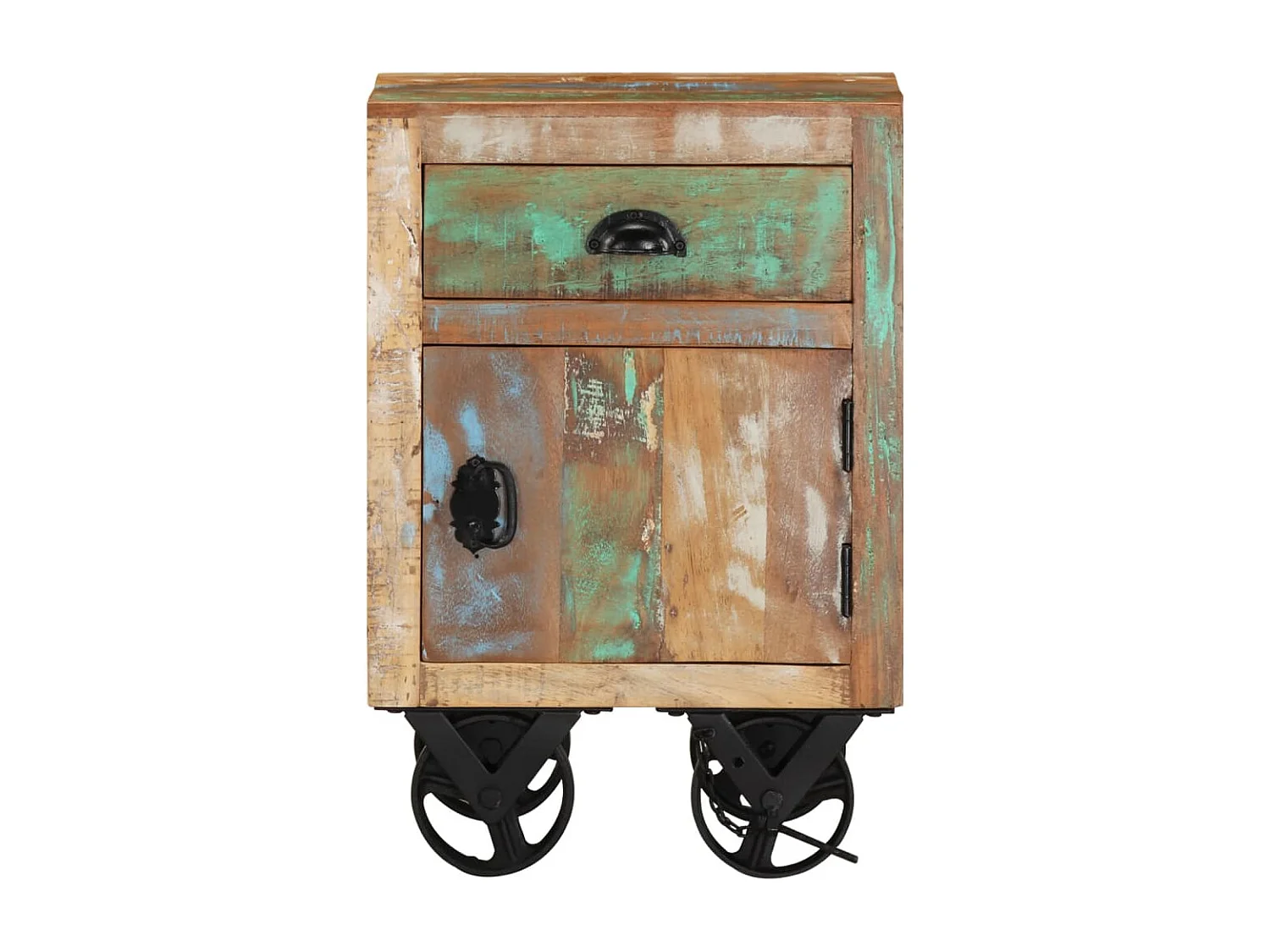 Nachtkastje met wieltjes 40x30x57 cm massief gerecycled hout